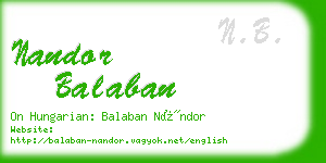 nandor balaban business card